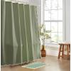 imageMONDAY MOOSE Scalloped Waffle Weave Shower Curtain with Rustproof Metal Grommet Holes for Bathroom Machine Washable Hooks Included 72x72 inch Dark BlueSky BlueWhiteSage
