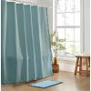 imageMONDAY MOOSE Scalloped Waffle Weave Shower Curtain with Rustproof Metal Grommet Holes for Bathroom Machine Washable Hooks Included 72x72 inch Dark BlueSky BlueDark BlueSky Blue