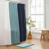 imageMONDAY MOOSE Scalloped Waffle Weave Shower Curtain with Rustproof Metal Grommet Holes for Bathroom Machine Washable Hooks Included 72x72 inch Dark BlueSky BlueLight BlueBlue