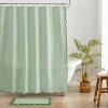 imageMONDAY MOOSE Scalloped Waffle Weave Shower Curtain with Rustproof Metal Grommet Holes for Bathroom Machine Washable Hooks Included 72x72 inch Dark BlueSky BlueDark GreenLight Sage