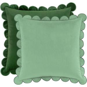 imageMONDAY MOOSE Decorative Throw Pillow Covers Cushion Cases Set of 2 Soft Velvet Scalloped Round Edge Designs Mix and Match for Home Decor Pillow Inserts Not Included Light Green 18x18 inchGreenLight Green