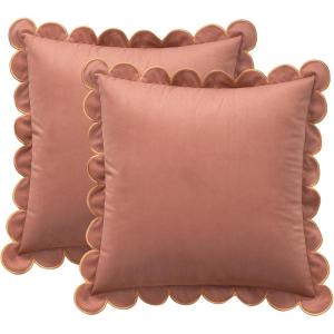 imageMONDAY MOOSE Decorative Throw Pillow Covers Cushion Cases Set of 2 Soft Velvet Scalloped Round Edge Designs Mix and Match for Home Decor Pillow Inserts Not Included Light Green 18x18 inchPinkHoney