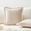 imageMONDAY MOOSE Decorative Throw Pillow Covers Cushion Cases Set of 2 Soft Velvet Modern Fringe Tassel Designs Mix and Match for Home Decor Pillow Inserts Not Included Beige 16x16 inchBeige