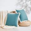 imageMONDAY MOOSE Decorative Throw Pillow Covers Cushion Cases Set of 2 Soft Velvet Modern Fringe Tassel Designs Mix and Match for Home Decor Pillow Inserts Not Included Beige 16x16 inchTeal Blue