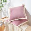 imageMONDAY MOOSE Decorative Throw Pillow Covers Cushion Cases Set of 2 Soft Velvet Modern Fringe Tassel Designs Mix and Match for Home Decor Pillow Inserts Not Included Powder Blue 18x18 inchDusty Pink