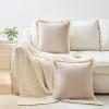 imageMONDAY MOOSE Decorative Throw Pillow Covers Cushion Cases Set of 2 Soft Velvet Modern Fringe Tassel Designs Mix and Match for Home Decor Pillow Inserts Not Included Beige 16x16 inchBeige