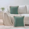 imageMONDAY MOOSE Decorative Throw Pillow Covers Cushion Cases Set of 2 Soft Velvet Modern Fringe Tassel Designs Mix and Match for Home Decor Pillow Inserts Not Included Powder Blue 18x18 inchSea Green