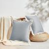 imageMONDAY MOOSE Decorative Throw Pillow Covers Cushion Cases Set of 2 Soft Velvet Modern Fringe Tassel Designs Mix and Match for Home Decor Pillow Inserts Not Included Powder Blue 18x18 inchPowder Blue
