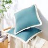 imageMONDAY MOOSE Decorative Throw Pillow Covers Cushion Cases Set of 2 Soft Velvet Modern Fringe Tassel Designs Mix and Match for Home Decor Pillow Inserts Not Included Powder Blue 18x18 inchTeal Blue