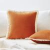 imageMONDAY MOOSE Decorative Throw Pillow Covers Cushion Cases Set of 2 Soft Velvet Modern Fringe Tassel Designs Mix and Match for Home Decor Pillow Inserts Not Included Beige 16x16 inchOrange