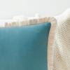 imageMONDAY MOOSE Decorative Throw Pillow Covers Cushion Cases Set of 2 Soft Velvet Modern Fringe Tassel Designs Mix and Match for Home Decor Pillow Inserts Not Included Beige 16x16 inchTeal Blue