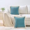 imageMONDAY MOOSE Decorative Throw Pillow Covers Cushion Cases Set of 2 Soft Velvet Modern Fringe Tassel Designs Mix and Match for Home Decor Pillow Inserts Not Included Powder Blue 18x18 inchTeal Blue