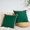 imageMONDAY MOOSE Decorative Throw Pillow Covers Cushion Cases Set of 2 Soft Velvet Scalloped Wavy Edge Designs Mix and Match for Home Decor Pillow Inserts Not Included HoneyPink 18x18 inchPinkGreen
