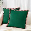 imageMONDAY MOOSE Decorative Throw Pillow Covers Cushion Cases Set of 2 Soft Velvet Scalloped Wavy Edge Designs Mix and Match for Home Decor Pillow Inserts Not Included HoneyPink 18x18 inchPinkGreen