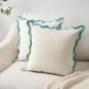 imageMONDAY MOOSE Decorative Throw Pillow Covers Cushion Cases Set of 2 Soft Velvet Scalloped Wavy Edge Designs Mix and Match for Home Decor Pillow Inserts Not Included HoneyPink 18x18 inchWhiteLight Blue