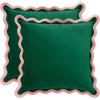 imageMONDAY MOOSE Decorative Throw Pillow Covers Cushion Cases Set of 2 Soft Velvet Scalloped Wavy Edge Designs Mix and Match for Home Decor Pillow Inserts Not Included HoneyPink 18x18 inchPinkGreen