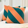 image:imageMONDAY MOOSE Decorative Throw Pillow Covers Cushion Cases Set of 2 Soft Velvet Diagonal Striped Designs Pillow Inserts Not Included 18x18 inch RustCoralCoralDark Teal