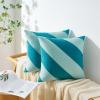 image:imageMONDAY MOOSE Decorative Throw Pillow Covers Cushion Cases Set of 2 Soft Velvet Diagonal Striped Designs Pillow Inserts Not Included 18x18 inch RustCoralBlueLight Blue