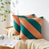 image:imageMONDAY MOOSE Decorative Throw Pillow Covers Cushion Cases Set of 2 Soft Velvet Diagonal Striped Designs Pillow Inserts Not Included 18x18 inch RustCoralCoralDark Teal