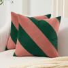 image:imageMONDAY MOOSE Decorative Throw Pillow Covers Cushion Cases Set of 2 Soft Velvet Diagonal Striped Designs Pillow Inserts Not Included 18x18 inch RustCoralPinkGreen