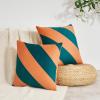 image:imageMONDAY MOOSE Decorative Throw Pillow Covers Cushion Cases Set of 2 Soft Velvet Diagonal Striped Designs Pillow Inserts Not Included 18x18 inch RustCoralCoralDark Teal