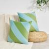 image:imageMONDAY MOOSE Decorative Throw Pillow Covers Cushion Cases Set of 2 Soft Velvet Diagonal Striped Designs Pillow Inserts Not Included 18x18 inch RustCoralLight GreenLight Blue