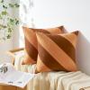 image:imageMONDAY MOOSE Decorative Throw Pillow Covers Cushion Cases Set of 2 Soft Velvet Diagonal Striped Designs Pillow Inserts Not Included 18x18 inch RustCoralRustCoral