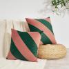 image:imageMONDAY MOOSE Decorative Throw Pillow Covers Cushion Cases Set of 2 Soft Velvet Diagonal Striped Designs Pillow Inserts Not Included 18x18 inch RustCoralPinkGreen