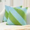 image:imageMONDAY MOOSE Decorative Throw Pillow Covers Cushion Cases Set of 2 Soft Velvet Diagonal Striped Designs Pillow Inserts Not Included 18x18 inch RustCoralLight GreenLight Blue
