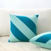 image:imageMONDAY MOOSE Decorative Throw Pillow Covers Cushion Cases Set of 2 Soft Velvet Diagonal Striped Designs Pillow Inserts Not Included 18x18 inch RustCoralBlueLight Blue