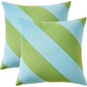image:imageMONDAY MOOSE Decorative Throw Pillow Covers Cushion Cases Set of 2 Soft Velvet Diagonal Striped Designs Pillow Inserts Not Included 18x18 inch RustCoralLight GreenLight Blue