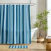 image:imageMONDAY MOOSE Bath Mat with Striped Design Microfiber Absorbent Non Slip Tufted Rug for Floor Shower or Kitchen 20x32 inch YellowBlue