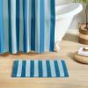 image:imageMONDAY MOOSE Bath Mat with Striped Design Microfiber Absorbent Non Slip Tufted Rug for Floor Shower or Kitchen 20x32 inch YellowBlue
