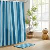 image:imageMONDAY MOOSE Bath Mat with Striped Design Microfiber Absorbent Non Slip Tufted Rug for Floor Shower or Kitchen 20x32 inch YellowBlue