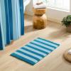 image:imageMONDAY MOOSE Bath Mat with Striped Design Microfiber Absorbent Non Slip Tufted Rug for Floor Shower or Kitchen 20x32 inch YellowBlue