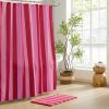 image:imageMONDAY MOOSE Bath Mat with Striped Design Microfiber Absorbent Non Slip Tufted Rug for Floor Shower or Kitchen 20x32 inch YellowHot Pink