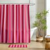 image:imageMONDAY MOOSE Bath Mat with Striped Design Microfiber Absorbent Non Slip Tufted Rug for Floor Shower or Kitchen 20x32 inch YellowHot Pink