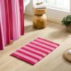 image:imageMONDAY MOOSE Bath Mat with Striped Design Microfiber Absorbent Non Slip Tufted Rug for Floor Shower or Kitchen 20x32 inch YellowHot Pink