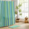 image:imageMONDAY MOOSE Bath Mat with Striped Design Microfiber Absorbent Non Slip Tufted Rug for Floor Shower or Kitchen 20x32 inch YellowSeafoam