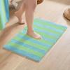 image:imageMONDAY MOOSE Bath Mat with Striped Design Microfiber Absorbent Non Slip Tufted Rug for Floor Shower or Kitchen 20x32 inch YellowSeafoam