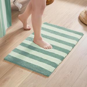 image:imageMONDAY MOOSE Bath Mat with Striped Design Microfiber Absorbent Non Slip Tufted Rug for Floor Shower or Kitchen 20x32 inch YellowSage