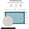 image:imageMONDAY MOOSE Bath Mat with Scalloped Wavy Ripple Design Microfiber Absorbent Non Slip Tufted Rug for Floor Shower or Kitchen 20x32 inch SunroseBlue
