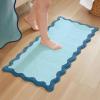 image:imageMONDAY MOOSE Bath Mat with Scalloped Wavy Ripple Design Microfiber Absorbent Non Slip Tufted Rug for Floor Shower or Kitchen 20x32 inch SunroseBlue