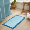 image:imageMONDAY MOOSE Bath Mat with Scalloped Wavy Ripple Design Microfiber Absorbent Non Slip Tufted Rug for Floor Shower or Kitchen 20x32 inch SunroseBlue