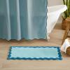 image:imageMONDAY MOOSE Bath Mat with Scalloped Wavy Ripple Design Microfiber Absorbent Non Slip Tufted Rug for Floor Shower or Kitchen 20x32 inch SunroseBlue