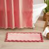 image:imageMONDAY MOOSE Bath Mat with Scalloped Wavy Ripple Design Microfiber Absorbent Non Slip Tufted Rug for Floor Shower or Kitchen 20x32 inch SunroseBlush
