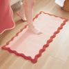 image:imageMONDAY MOOSE Bath Mat with Scalloped Wavy Ripple Design Microfiber Absorbent Non Slip Tufted Rug for Floor Shower or Kitchen 20x32 inch SunroseBlush