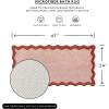 image:imageMONDAY MOOSE Bath Mat with Scalloped Wavy Ripple Design Microfiber Absorbent Non Slip Tufted Rug for Floor Shower or Kitchen 20x32 inch SunroseBlush
