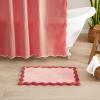 image:imageMONDAY MOOSE Bath Mat with Scalloped Wavy Ripple Design Microfiber Absorbent Non Slip Tufted Rug for Floor Shower or Kitchen 20x32 inch SunroseBlush