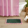 image:imageMONDAY MOOSE Bath Mat with Scalloped Wavy Ripple Design Microfiber Absorbent Non Slip Tufted Rug for Floor Shower or Kitchen 20x32 inch SunroseForest Pink